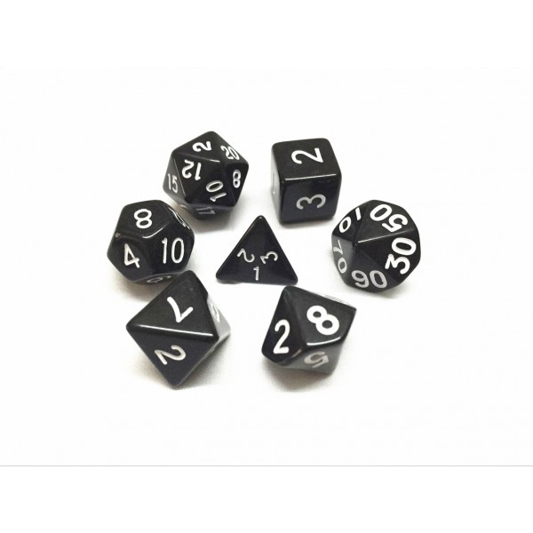 Black opaque dice set