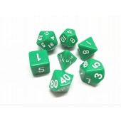 Green opaque dice set